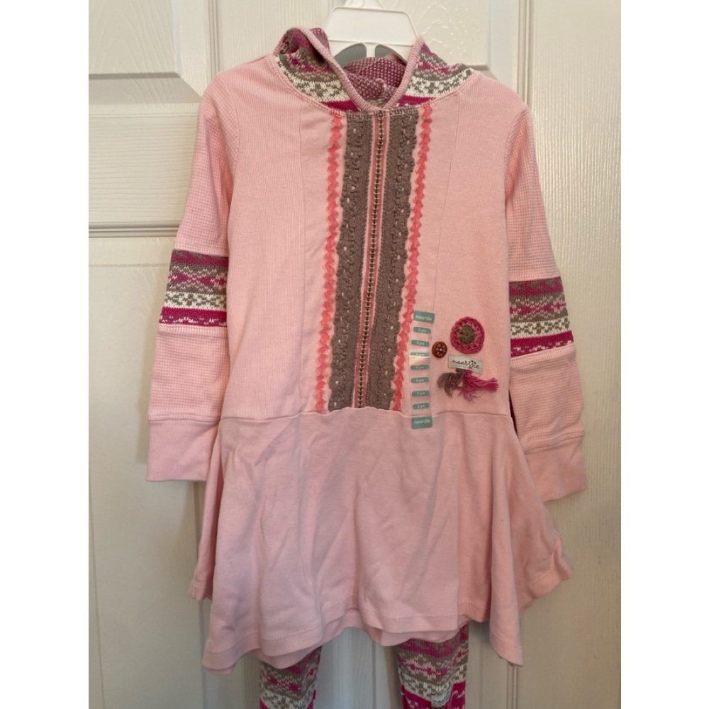 Naartjie pink hooded sweater trim dress with matching leggings . NWT 3 years
